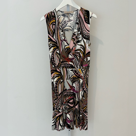 EMILIO PUCCI BROWN PINK GRASSHOPPER DRESS MODEL 61RG52 SIZE IT 44 / US 10 NWTS! - Picture 3 of 16